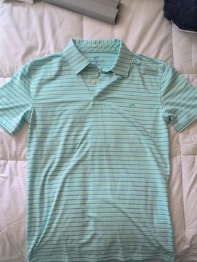 Southern Tide Striped Polo - Mint Green & Blue